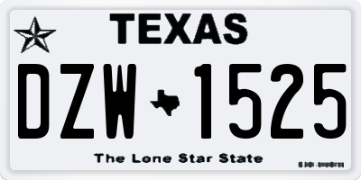 TX license plate DZW1525