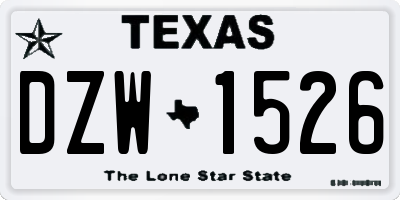 TX license plate DZW1526