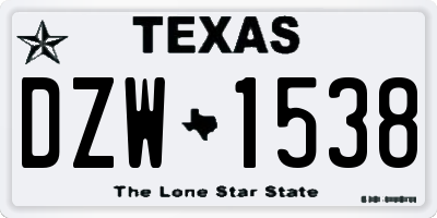 TX license plate DZW1538