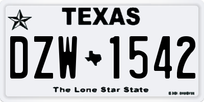 TX license plate DZW1542