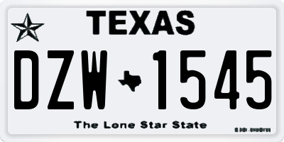 TX license plate DZW1545