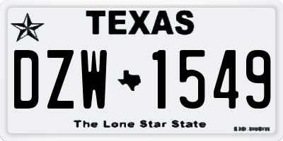 TX license plate DZW1549