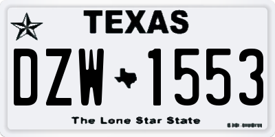 TX license plate DZW1553