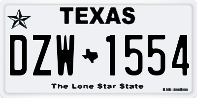 TX license plate DZW1554