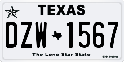 TX license plate DZW1567