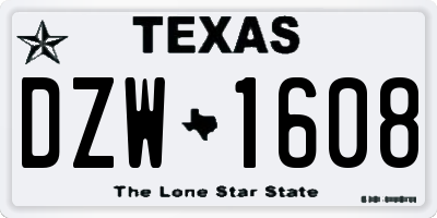 TX license plate DZW1608
