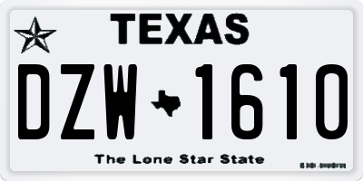 TX license plate DZW1610
