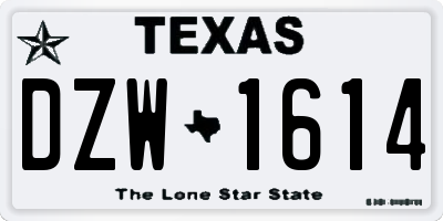 TX license plate DZW1614