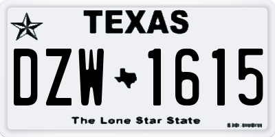 TX license plate DZW1615
