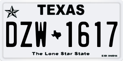 TX license plate DZW1617