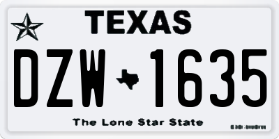 TX license plate DZW1635