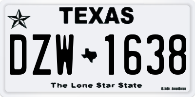 TX license plate DZW1638