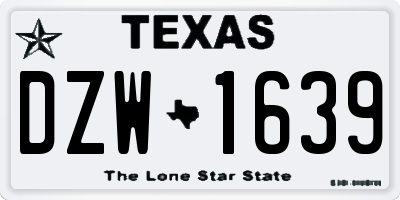 TX license plate DZW1639