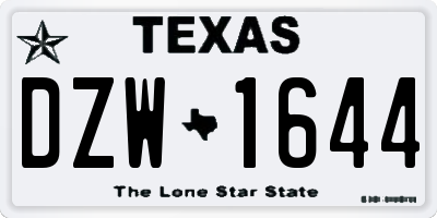 TX license plate DZW1644