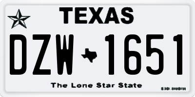 TX license plate DZW1651