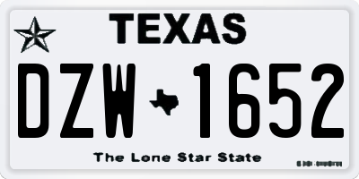 TX license plate DZW1652