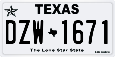 TX license plate DZW1671