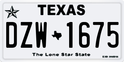 TX license plate DZW1675