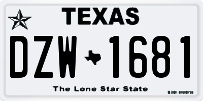TX license plate DZW1681