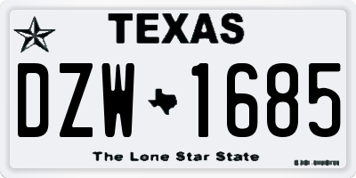 TX license plate DZW1685