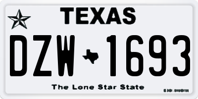 TX license plate DZW1693
