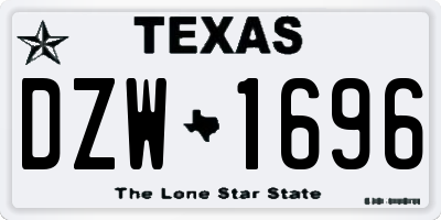 TX license plate DZW1696