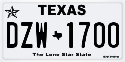 TX license plate DZW1700