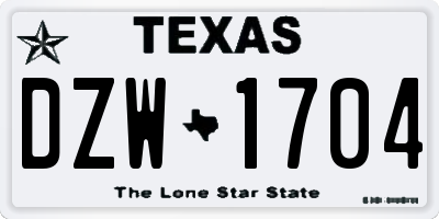 TX license plate DZW1704