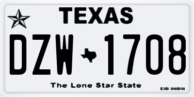 TX license plate DZW1708
