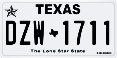 TX license plate DZW1711