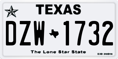 TX license plate DZW1732
