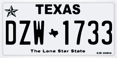 TX license plate DZW1733