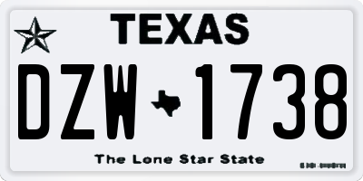 TX license plate DZW1738
