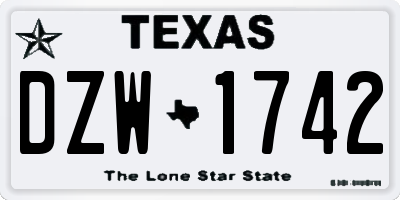 TX license plate DZW1742