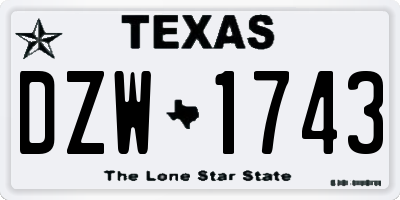 TX license plate DZW1743