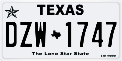 TX license plate DZW1747