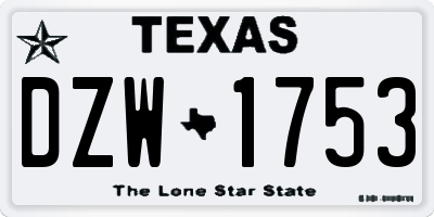 TX license plate DZW1753