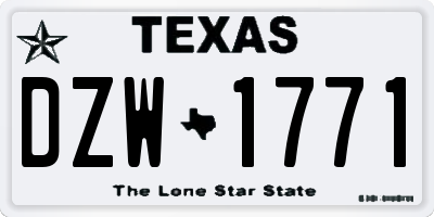 TX license plate DZW1771