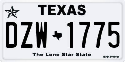 TX license plate DZW1775