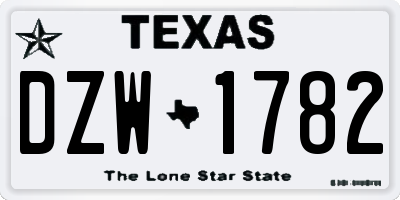 TX license plate DZW1782