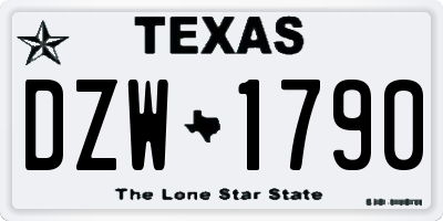 TX license plate DZW1790