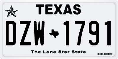TX license plate DZW1791