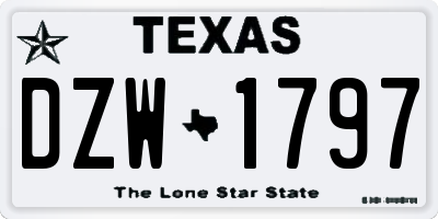 TX license plate DZW1797