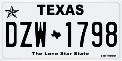 TX license plate DZW1798