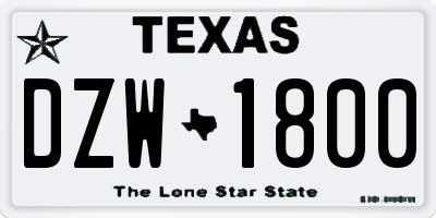 TX license plate DZW1800