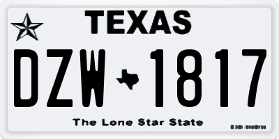 TX license plate DZW1817