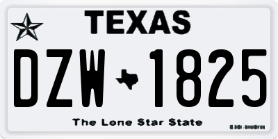 TX license plate DZW1825