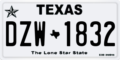 TX license plate DZW1832