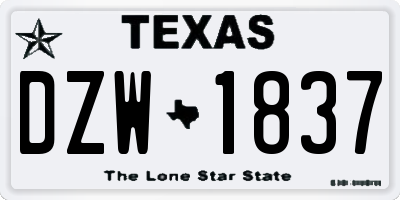 TX license plate DZW1837