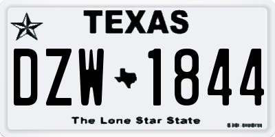 TX license plate DZW1844